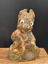 Lucite Rabbit Figurine Googley Eyes Agate Hand Made 1970s picture