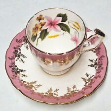 Vintage Aynsley Bone China Demitasse Cup & Saucer, Pink with gold, florals picture