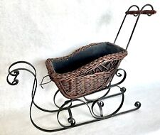 Vintage Sleigh, Iron & Wicker, Holiday Decor or Doll Sleigh, Collectible 24” In. picture