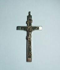 Vintage WWII German Pectoral Crucifix Cross Skull Crossbones Necklace Pendant picture