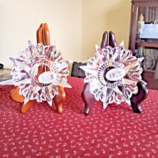 Pair of Vintage DePlomb 24% Lead Crystal Star Snowflake Candle Holders USA NWT picture