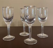 Lot Of 4 Vintage 4” Clear Fostoria  Cordial  Liqueur Glasses With Platinum Rim picture