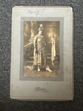 Rare Antique Mounted Photo Cool Looking Lady Banner Girl Style New Years Eve?  picture