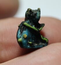 ZURQIEH -AD12002- ANCIENT EGYPT.  ROMAN FAIENCE CAT AMULET. 100 A.D picture
