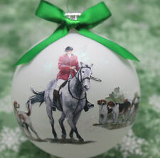 H082 Hand-made Christmas Ornament horse - fox hounds & hunter dapple gray whip  picture