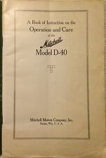 1918 Antique - Mitchell Model D-40 Book of Instruction - Operation & Care - RARE picture
