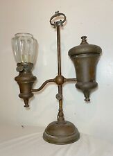 Antique 1800's Manhattan brass co. large ornate electrified oil student lamp picture