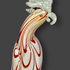Vintage Murano Glass 13.5 Inch   White and Red  Parrot Figurine picture
