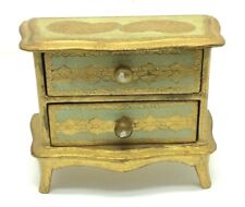 Vintage Made in Italy Wooden Gold Colored Jewelry Trinket Dresser Style  picture