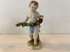 Vintage Carl Thieme Dresden Porcelain Little Boy Holding Grapes Figurine picture