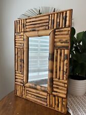 Vintage Split Mottled Bamboo Wall Mirror, Circa 1960s picture
