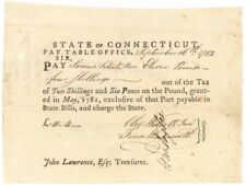 Pay Order Signed by Jedediah Huntington and Oliver Wolcott Jr. - Connecticut - A picture