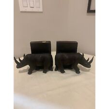 Hand Carved Kenya Rhino Ironwood Bookends picture
