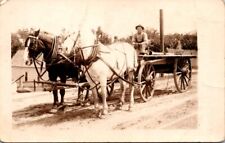 RPPC Postcard Man on Buckboard Wagon Pulled by Horse Osseo Minnesota 1912  12682 picture