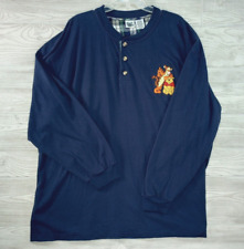 Vintage Disney WOMENS Shirt Tigger Pooh XXL Navy Long Sleeve Embroidered Henley picture