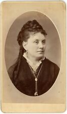 CIRCA 1880s LADY IN FANCY BLACK DRESS J.S. MITCHELLS BOSTON MASSACHUSETTS picture