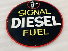 12in SIGNAL DIESEL MOTOR OIL SIGN Gas Vintage Style Steel Sign Pump Plate picture