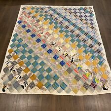 Vintage Quilt Patchwork Hand Quilted 80”x68” Colorful Squares Light Weight picture