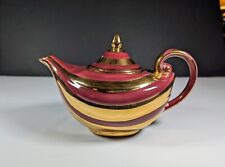 *Rare* MCM teapot, Arthur Wood, 1950's Gold/Burgundy, Aladdin Teapot, England  picture