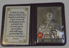 Vtg medal pocket shrine St Jude Patron hopeless cases relic prayer card p folder picture