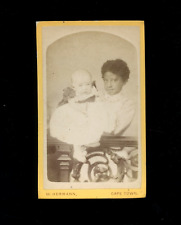 Very Young African Nanny Holding White Baby 1800s Africa CDV Photo Black Rare picture