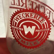 EUC vtg (1940s) TRPQ 1-qt clear glass milk bottle, Weckerle Dairy, Buffalo, NY,  picture