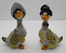 Pair of Heavy Metal Geese with Hats Figurines picture
