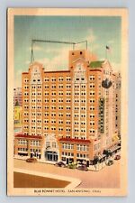 San Antonio TX-Texas, Blue Bonnet Hotel, Advertising, Antique Vintage Postcard picture