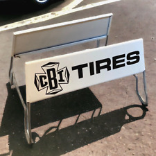 Vtg CBI Tire Stand Display Wire Rack Double Sided Sign Gas Oil Advertising Shop picture