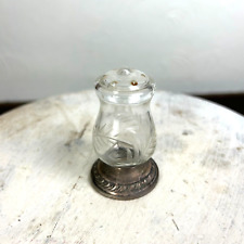 Vintage Marshall Fields Sterling Silver Salt/Pepper Shaker w Etched Clear Glass picture
