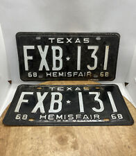 1968 Texas license plate pair FXB131 Expired As Is As Shown HEMISFAIR picture