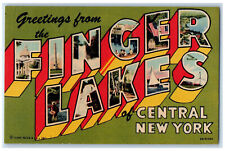 c1950's Big Letters, Greetings from the Finger Lakes of Central NY Postcard picture