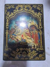 Old Vintage Hand Painted Russian Russia Lacquered Jewelry Box picture