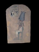 UNIQUE ANTIQUE ANCIENT EGYPTIAN Seated Osiris Wood Stela Luck Hieroglyphic picture