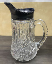 Great Find  Antique Pressed Glass & Pewter Pitcher picture