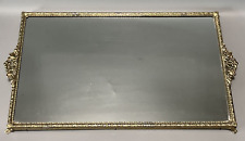 Vintage Filigree Gold Rectangle Mirror Vanity Tray Dresser 16x10