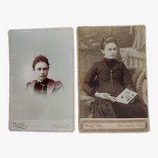 2 Victorian Antique Cabinet Card Art Photographs Stunning Eyes Woman Bischoff picture