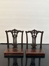 Antique Bradley & Hubbard Art Nouveau Chippendale Chair Back Bookends Pair picture