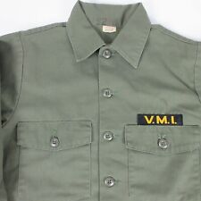 Vintage Military Shirt Men Large Utility OG 507 Green Army Virginia V.M.I. picture