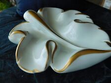 MC Vintage porcelain Limoges Pates Emaux  Large leaf shape gold trim dish picture
