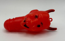 Vintage Halloween Red Devil Head Blow Mold Candy Tube Topper Hong Kong  picture