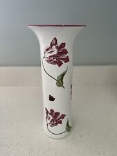 VINTAGE MMA PORTUGAL TRUMPET VASE WITH TULIPS AND BUTTERFLIES. STUNNING VASE picture