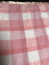 Vintage Pink And White Plain Thin Blanket With Pink Satin Trim 76”x82” picture