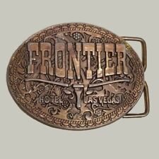 Frontier Hotel Las Vegas Belt Buckle Solid Brass Vintage 1970s picture