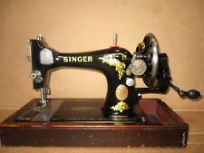 1917 SINGER SEWING MACHINE MODEL 128K 'ROCOCO', HAND CRANK,SERVICED picture
