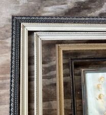 Vintage Wood Arts & Crafts School Carved Thin Minimalist Picture Frame Lot picture