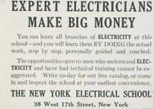 1914 New York Electrical School Expert Electricians Big Money Vtg Print Ad CO3 picture