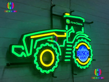 Rare New Design John Deere Farmer Tractor Busch Light Beer Bar Neon Light Sign picture