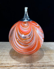 VTG Hand Blown Art Glass Oil Lamp/Paperweight. Made In Poland. 4.5” tall picture