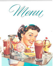 DINER MENU Ice Cream Waitress for 1950s Diner Cafe Soda Fountain Carhop Drive-In picture